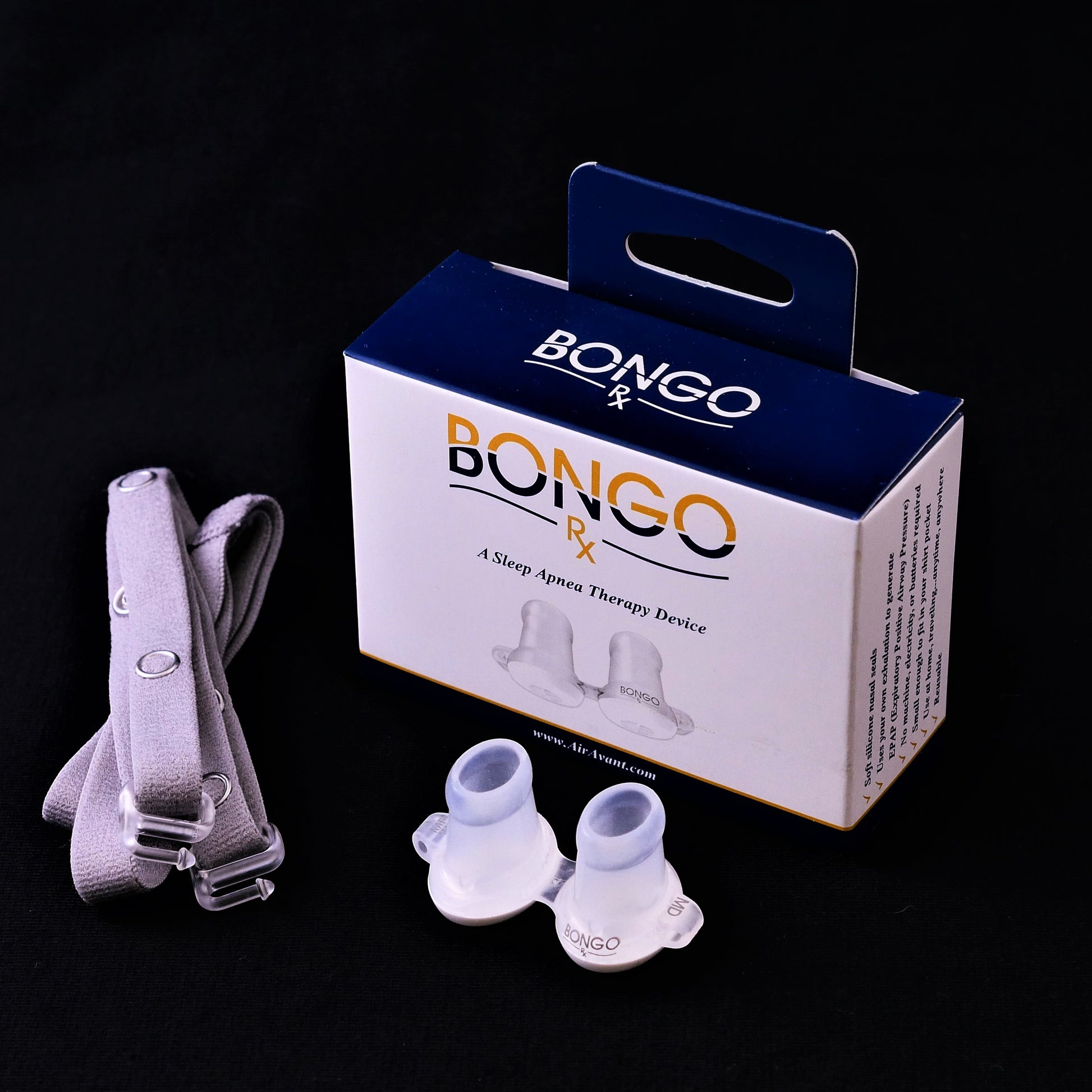 Bongo Rx Sleep Therapy Device including packaging and headgear
