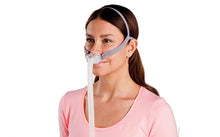 Load image into Gallery viewer, Woman wearing ResMed AirFit P10 For Her Nasal Pillow CPAP Mask